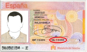 DNI: Ver fecha de validez del documento, �ltimo campo en el anverso del Documento