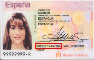DNI: Localizar fecha de expedici�n, campo junto a fecha de validez en el anverso del DNI
