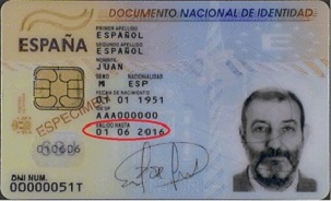 DNIe (antiguo): Ver fecha de validez del documento, �ltimo campo en el anverso del Documento