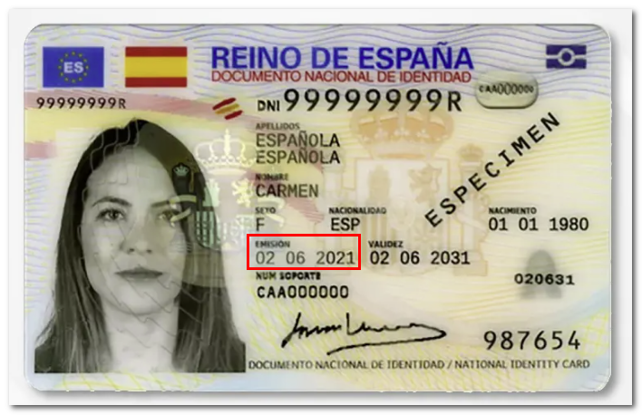 DNIe (4.0): Localizar fecha de expedici�n, �ltimo campo parte derecha en el anverso del DNI